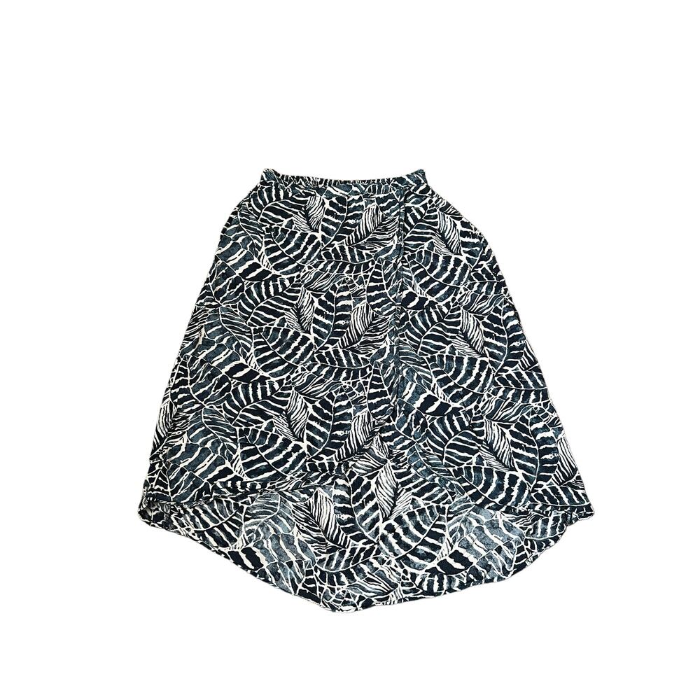 H&M womens wrap front leaves prints skirt high low white navy blue sz xs - Picture 12 of 16